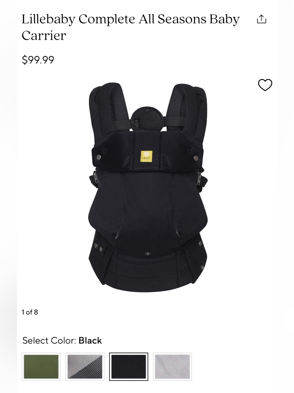 LÍLLÉbaby Black Mesh Carrier